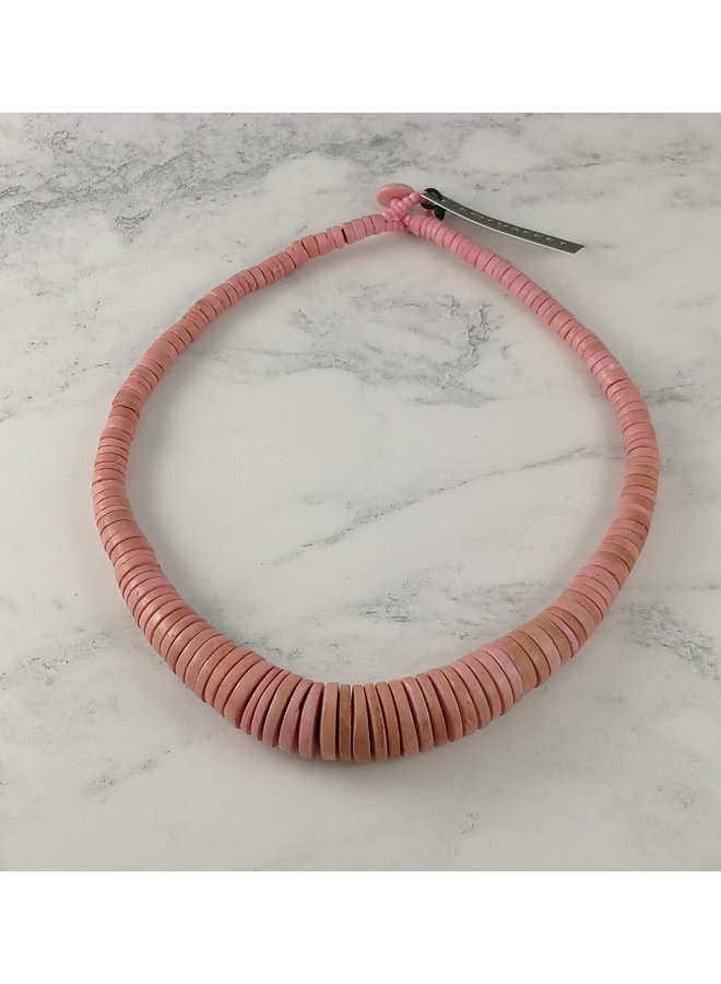 Pink Graduated coco disc necklace 058