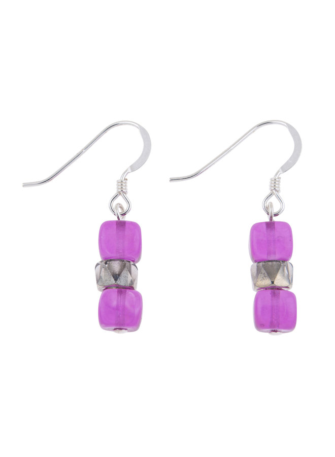 Earrings Purple Sparkel 014
