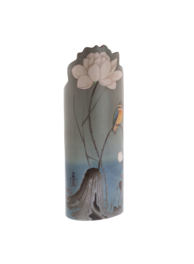 Eisvogel auf Barsch Silhouette Art Vase 042