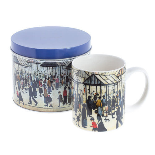 Dartington Crystal Ltd Lowry Market Scene Art Mug in a Tin 076 Dartington Crystal Ltd Lowry Market Scene Art Mug in a Tin 076