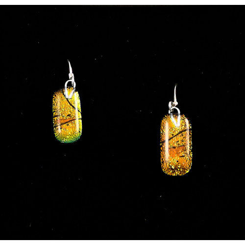 Mere Glass Dichroic Glass Drop earrings Amber 20 Mere Glass Dichroic Glass Drop earrings Amber 20