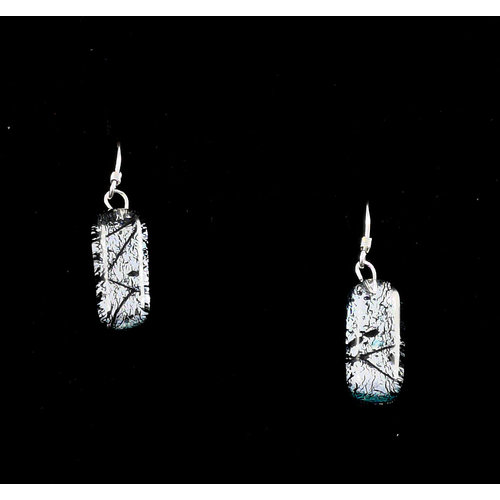 Mere Glass Pendientes colgantes de vidrio dicroico Plata 16 Mere Glass Pendientes colgantes de vidrio dicroico Plata 16