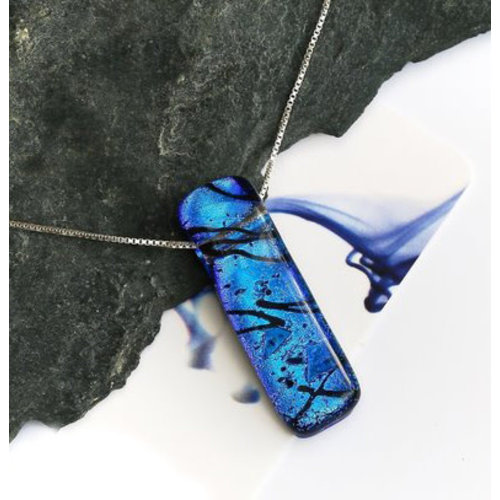 Mere Glass Dichroic Glass Pendant Deep Blue Liliput 06 Mere Glass Dichroic Glass Pendant Deep Blue Liliput 06