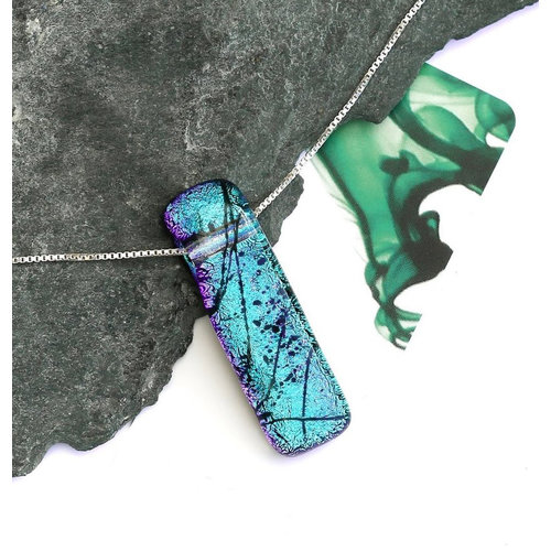 Mere Glass Dichroic Glass Pendant Turquoise Liliput 05 Mere Glass Dichroic Glass Pendant Turquoise Liliput 05