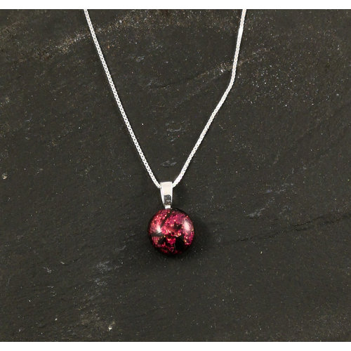 Mere Glass Dichroic Glass Round Pendant Ida pink purple11 Mere Glass Dichroic Glass Round Pendant Ida pink purple11
