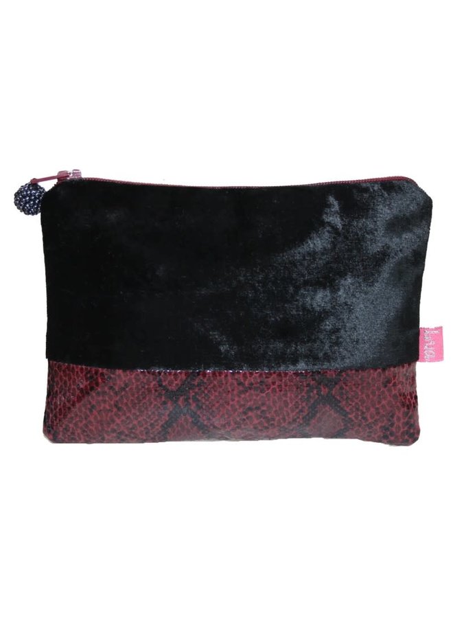 Snakeskin Faux Wine  and black Velvet purse  184