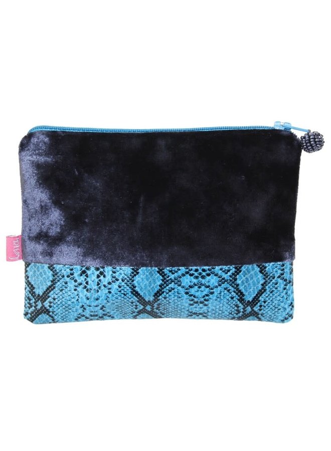 Snakeskin Faux   Velvet purse Blue 183