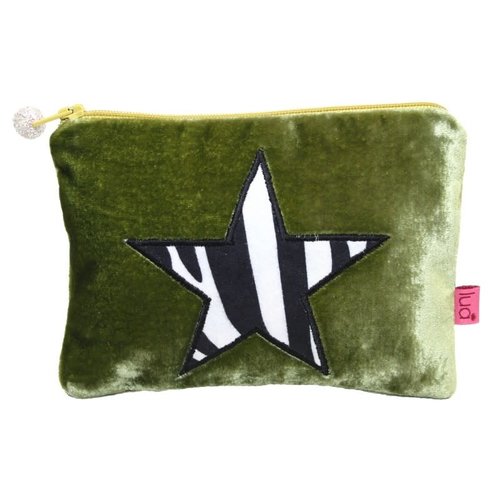 LUA Zebra print Star Velvet purse Olive 190 LUA Zebra print Star Velvet purse Olive 190