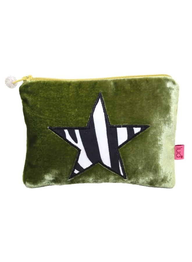 Monedero Star Velvet con estampado de cebra Olive 190