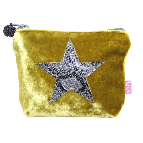 LUA Snakeskin Star Velvet Mini Purse Mustard 215 LUA Snakeskin Star Velvet Mini Purse Mustard 215