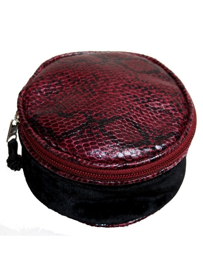 Snakeskin Velvet Round Jewellery Purse Black 231