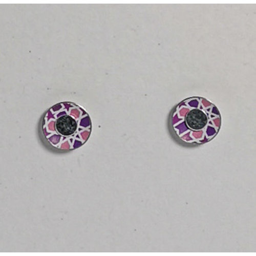 The Tinsmith Pequeños rosas pendientes geométricos de lata y plata 17 The Tinsmith Pequeños rosas pendientes geométricos de lata y plata 17