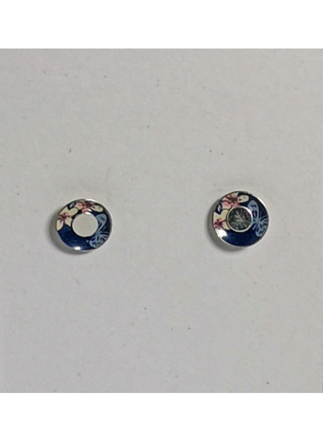 Tiny Cherry  tin & silver  stud earrings 11