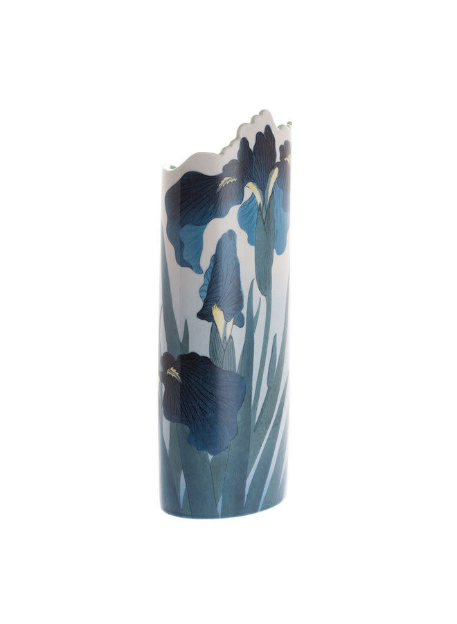 Blue Irises by Koson Silhouette Art Vase 100