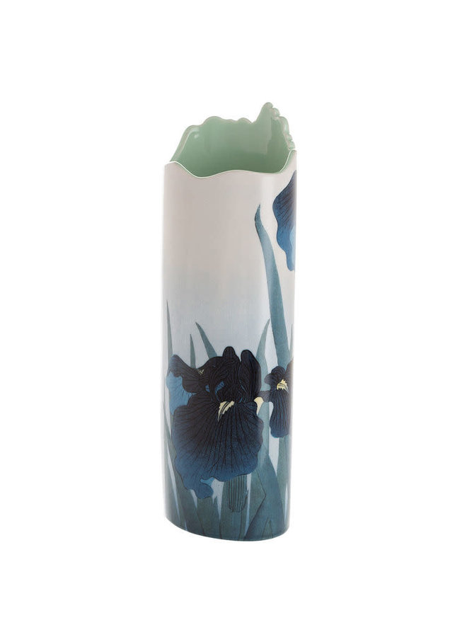 Blue Irises by Koson Silhouette Art Vase 100