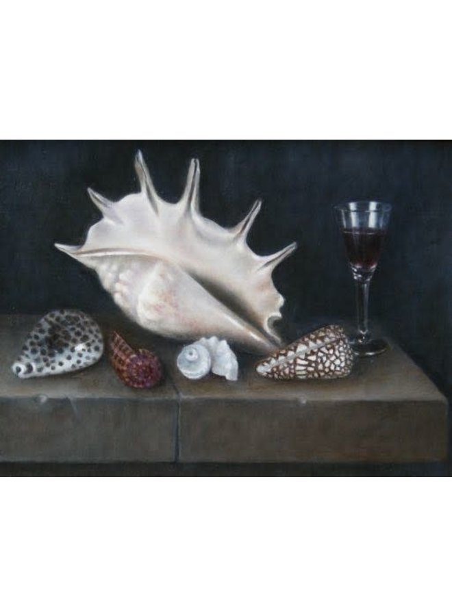 Shells and Glass on Stone Ledge  030