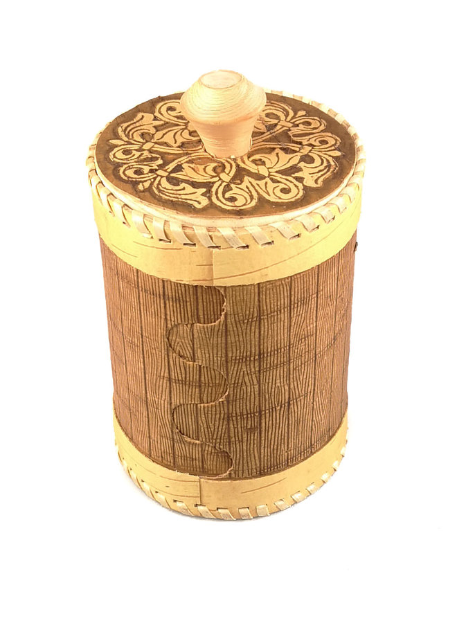 Berry  2 Tall  lidded Birch bark container 129