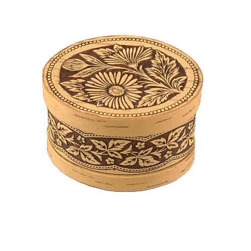 Russian Gifts Коробочка из березы с ромашкой на крышке, маленький 123 Russian Gifts Коробочка из березы с ромашкой на крышке, маленький 123
