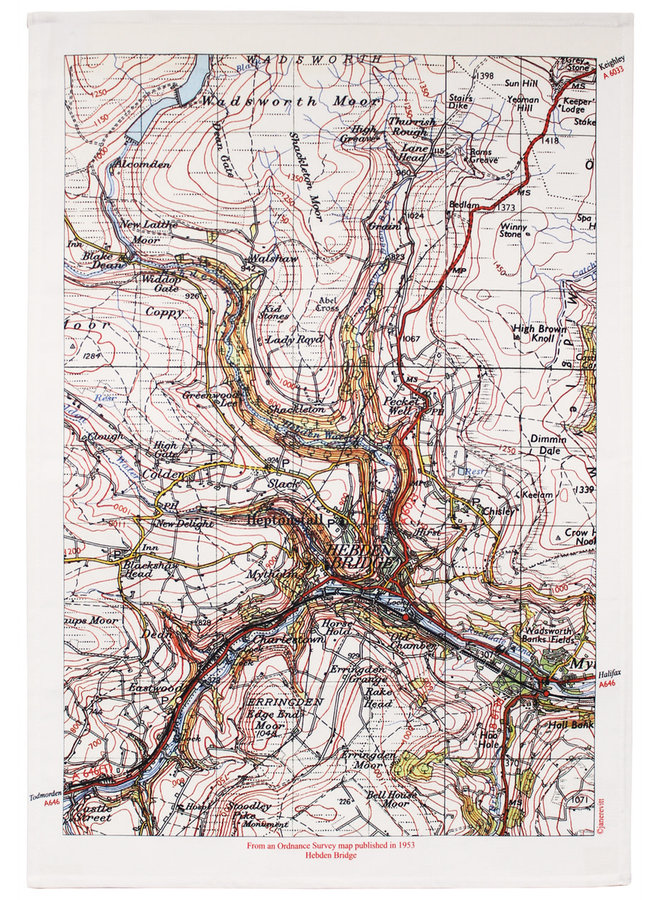 Hebden Bridge Map T. Handtuch 03