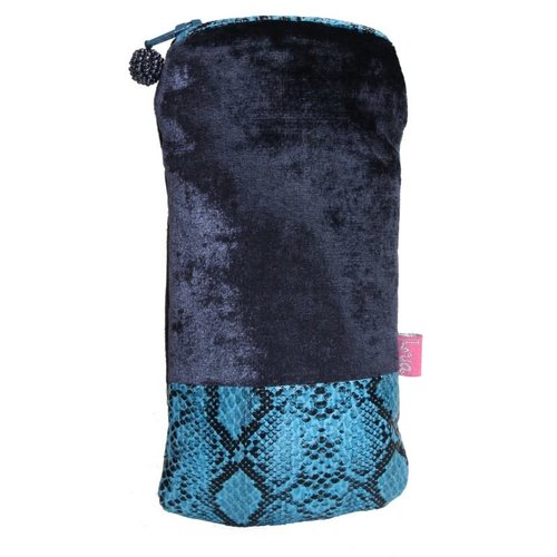 LUA Banded Velvet Schlangenleder Brillen Geldbörse Blau 285 LUA Banded Velvet Schlangenleder Brillen Geldbörse Blau 285
