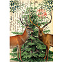Cerf de Noël sur carte Page Vintage