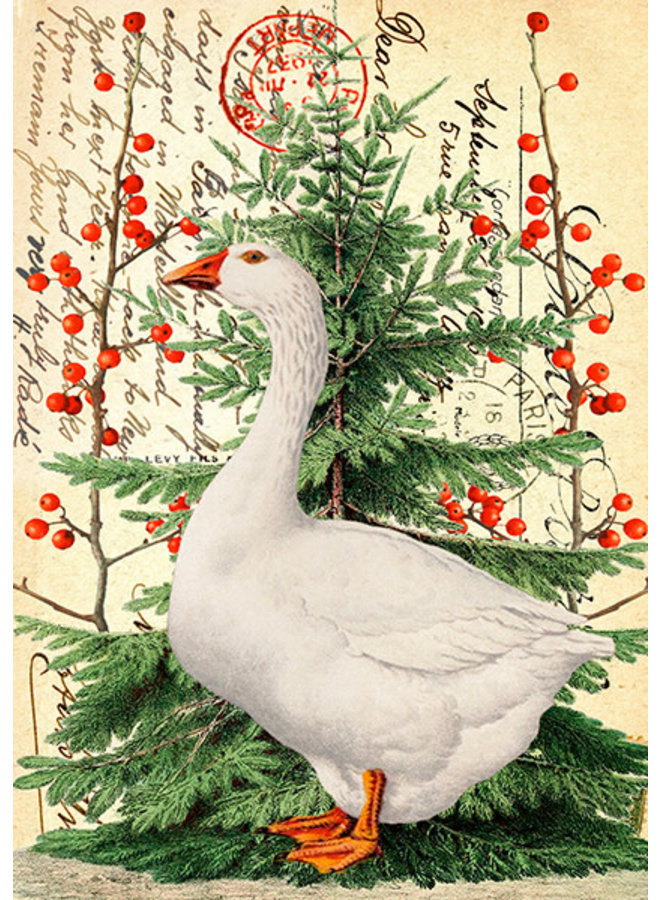 Weihnachtsgans auf Weinlese-Seitenkarte
