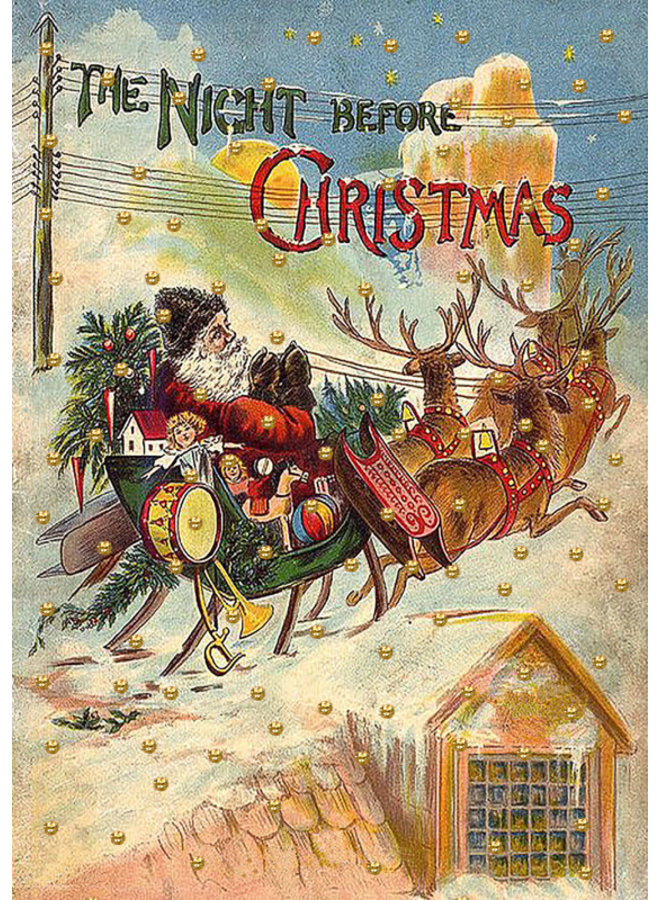 La tarjeta con purpurina de La noche antes de Navidad