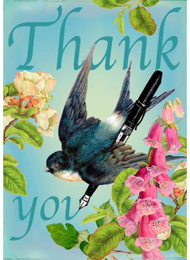 Thank You Swallow and Pen Card