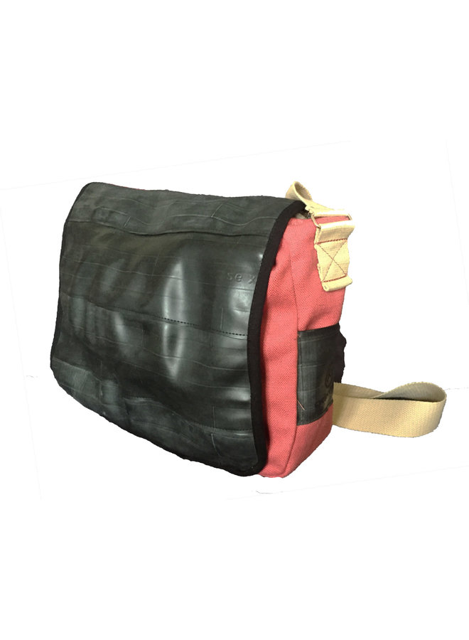 Recycling-Schlauch & Canvas Kuriertasche rot