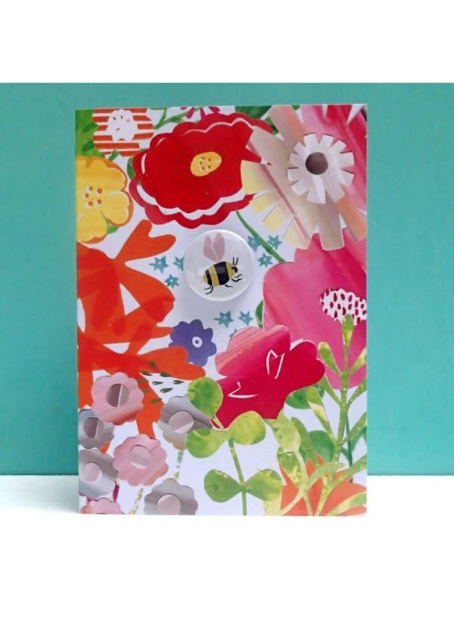 Tarjeta de insignia floral de abeja 53