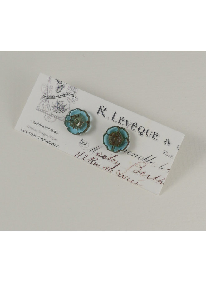 Bohemia Turquoise  Glass stud earrings 25