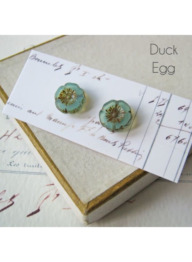 Bohemia Duck Egg Glass stud earrings 27