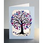 Curly Pink and Lilac heart tree and birds Laser cut card