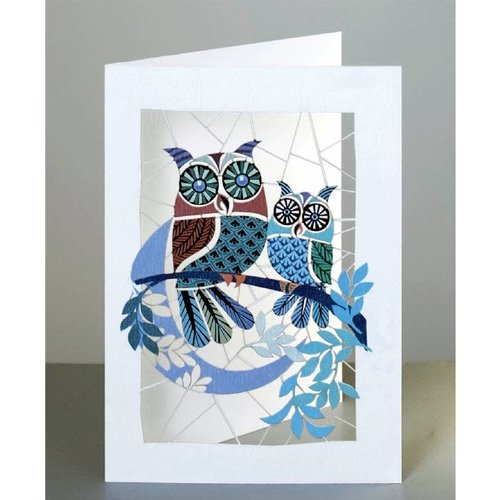 Forever Cards Tarjeta de corte láser de búhos y luna Forever Cards Tarjeta de corte láser de búhos y luna