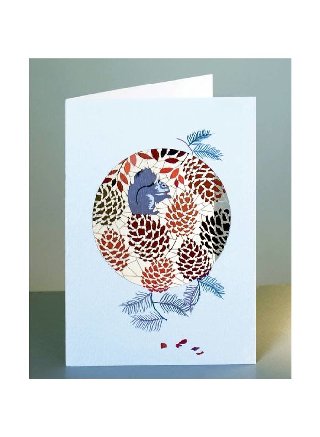 Squirrel and Cones Laser cut card