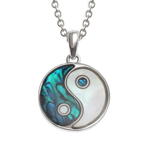 Tide Jewellery Collar de concha de Paua con incrustaciones de Yin Yang T528 Tide Jewellery Collar de concha de Paua con incrustaciones de Yin Yang T528