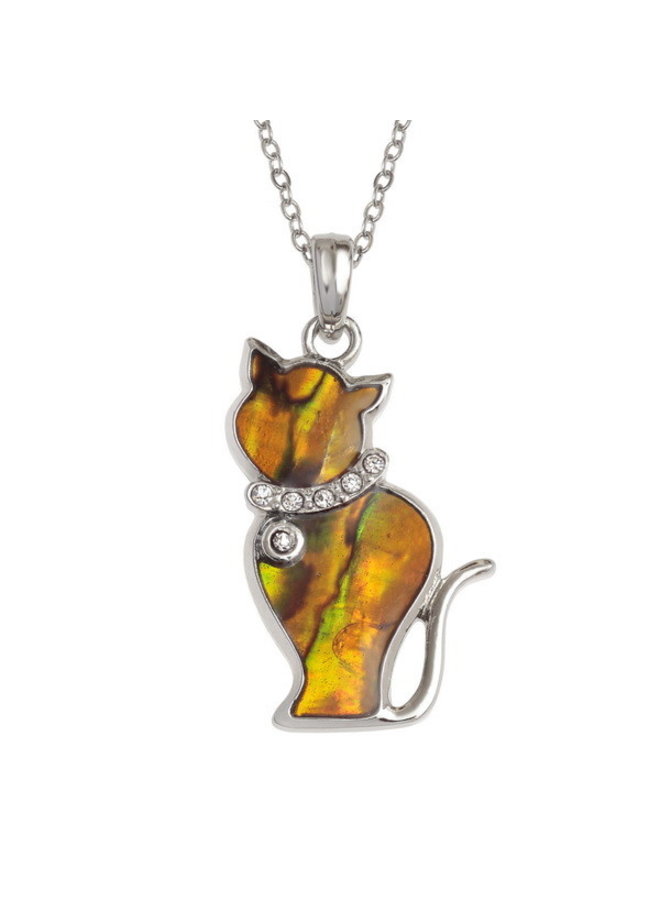 Orange Cat Inlaid Paua shell  necklace T481