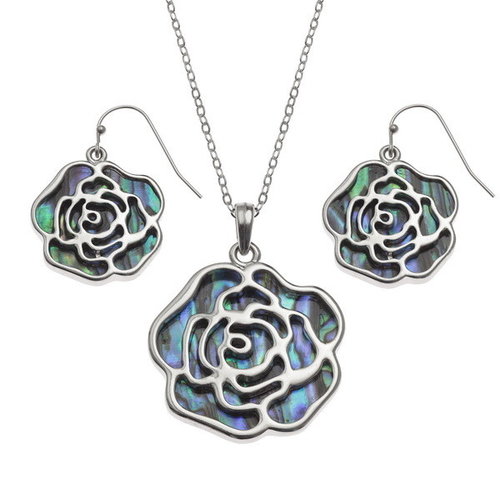 Tide Jewellery Collar de concha de Paua con incrustaciones de rosa T461 Tide Jewellery Collar de concha de Paua con incrustaciones de rosa T461