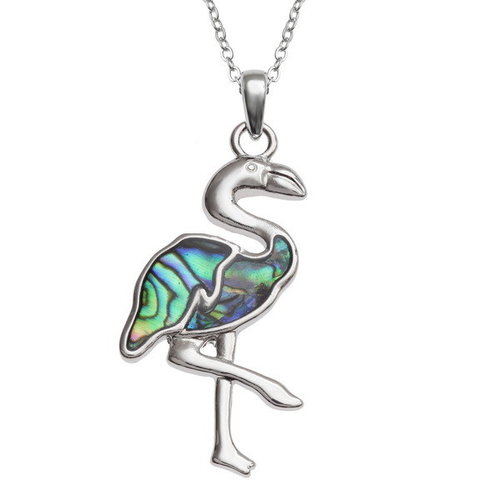 Tide Jewellery Flamingo con incrustaciones de collar de concha de Paua T413 Tide Jewellery Flamingo con incrustaciones de collar de concha de Paua T413