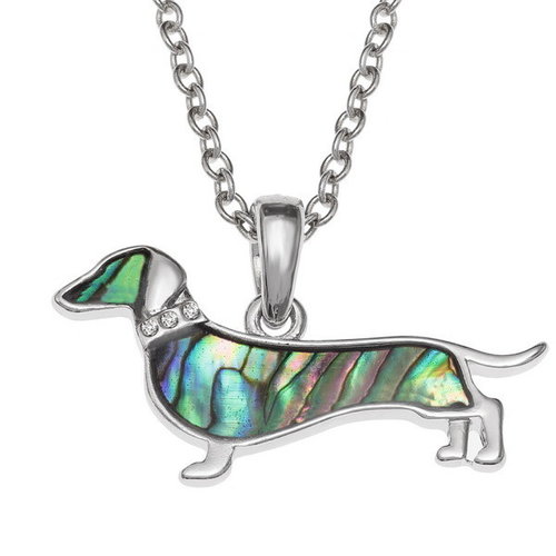 Tide Jewellery Collar de conchas de Paua con incrustaciones de perro Dachshund T739 Tide Jewellery Collar de conchas de Paua con incrustaciones de perro Dachshund T739