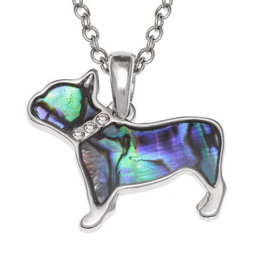 Tide Jewellery Bulldog Dog Inlaid Paua shell necklace 736 Tide Jewellery Bulldog Dog Inlaid Paua shell necklace 736