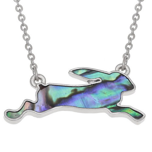 Tide Jewellery Hare Running Inlaid Paua shell necklace T714 Tide Jewellery Hare Running Inlaid Paua shell necklace T714