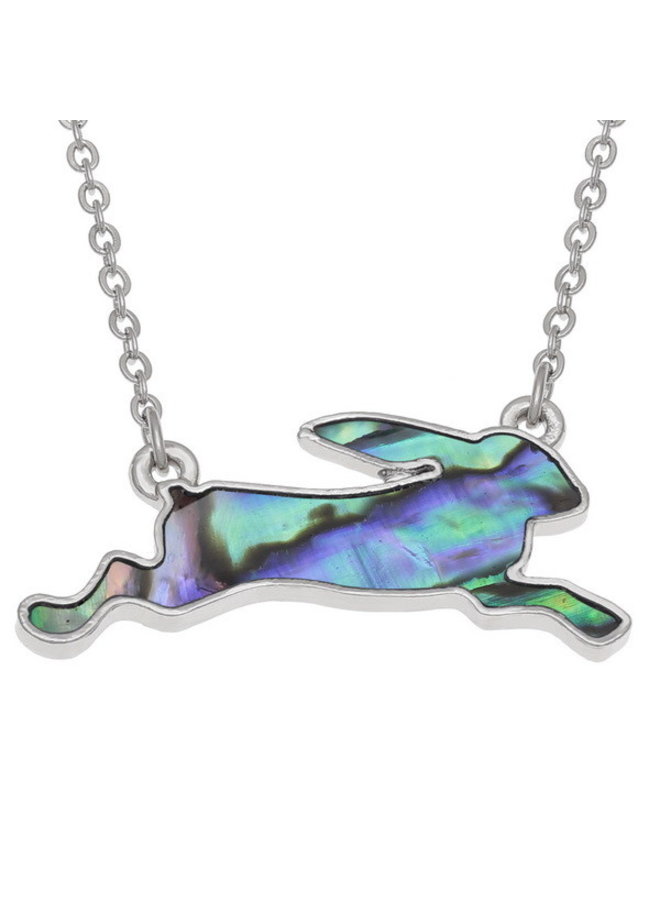 Hare Running Inlaid Paua shell  necklace T714