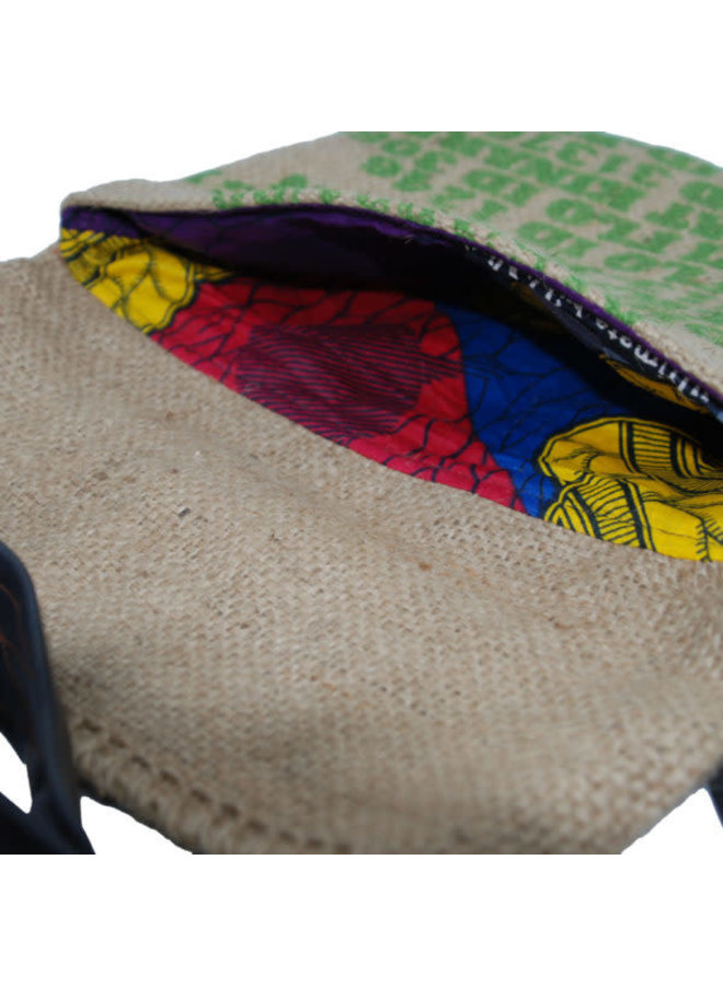 Recylced Coffee Sack & Inner Tube Messenger Bag