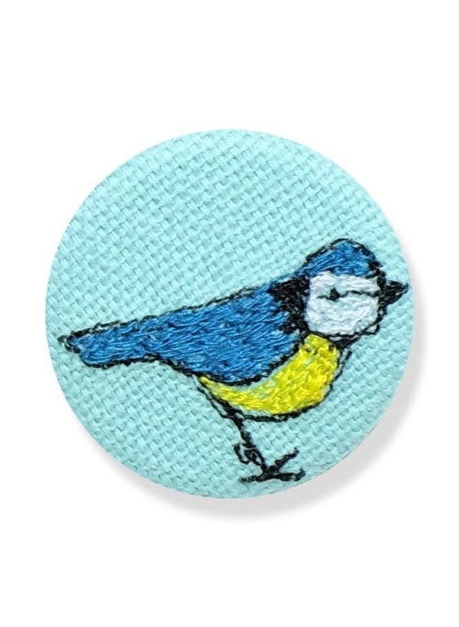 Insignia / broche bordado de Tit azul 15