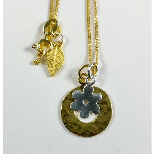 Lime Tree Design Gold vermeil hammered circle silver daisy necklace 51 Lime Tree Design Gold vermeil hammered circle silver daisy necklace 51