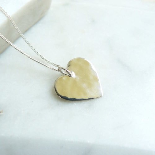 Lime Tree Design Heart hammered silver necklace 54 Lime Tree Design Heart hammered silver necklace 54