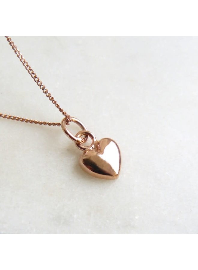 Tiny Heart Charm Collar de oro rosa Vermeil 56