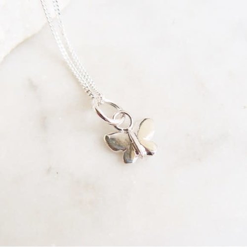 Lime Tree Design Butterfly charm tiny silver necklace 59 Lime Tree Design Butterfly charm tiny silver necklace 59