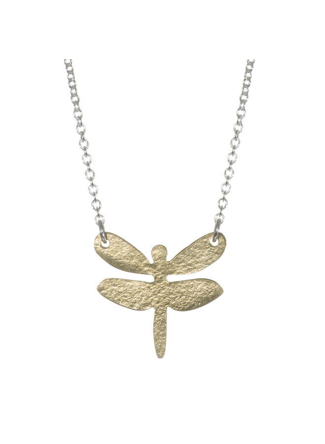 Dragonfly brass and silver necklace 023